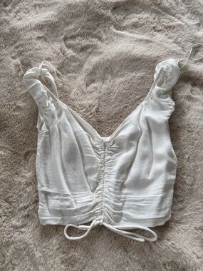 Princess Polly White Ruched Drawstring Cropped Camisole